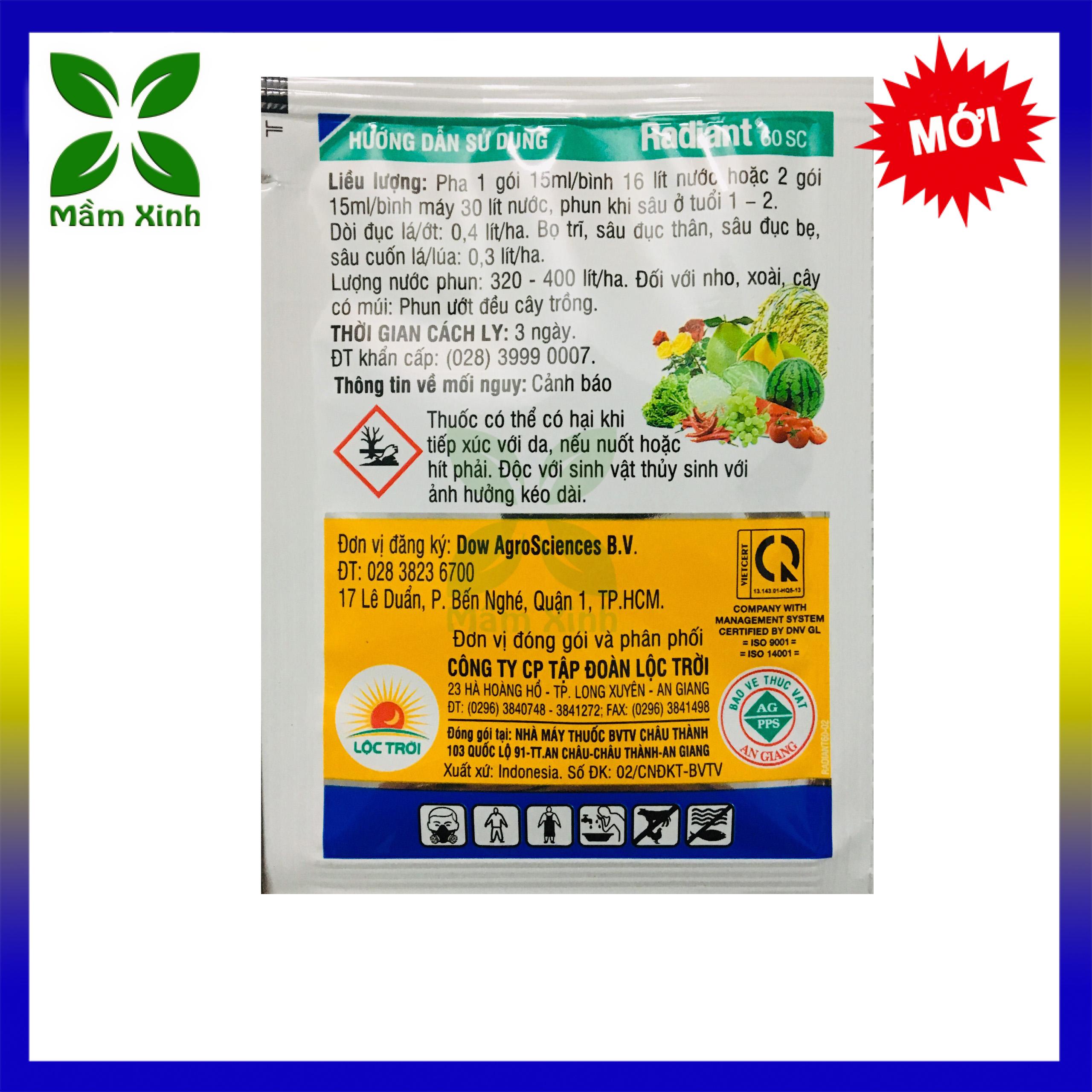 THUỐC TRỪ SÂU, BỌ TRĨ, NHỆN ĐỎ RADIANT 60SC