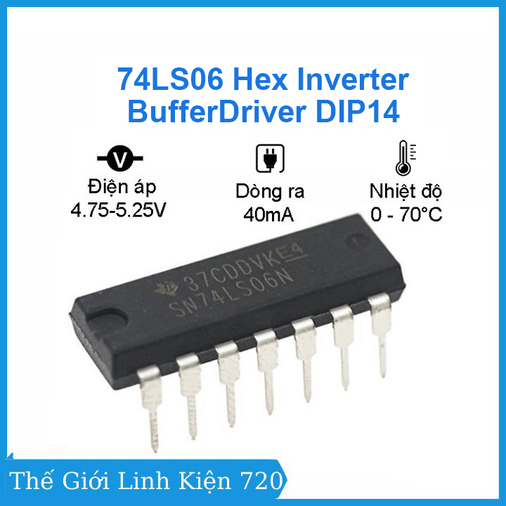 Chíp 74ls06 hex inverter buffer/driver dip14