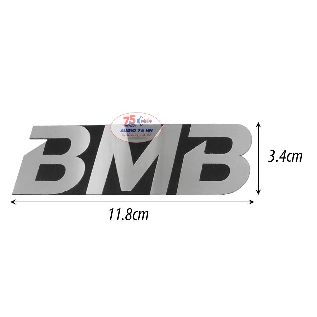02 cái tem dán thùng loa BMB, màu bạc