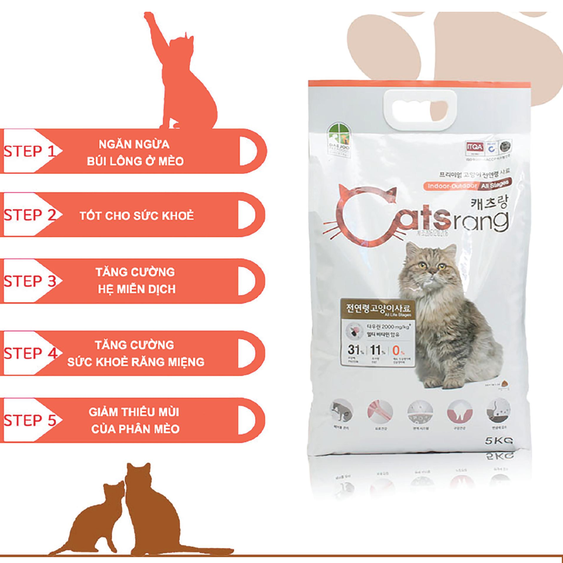 Thức ăn cho mèo hạt CATSRANG 5kg nhập khẩu Hàn Quốc catrang 5kg hạt catsrang hạt cho mèo