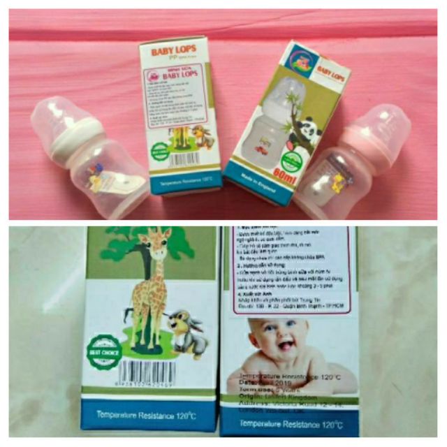 [Hoàn tiền 6%]Bình sữa Baby Lops 60ml cho trẻ sơ sinh