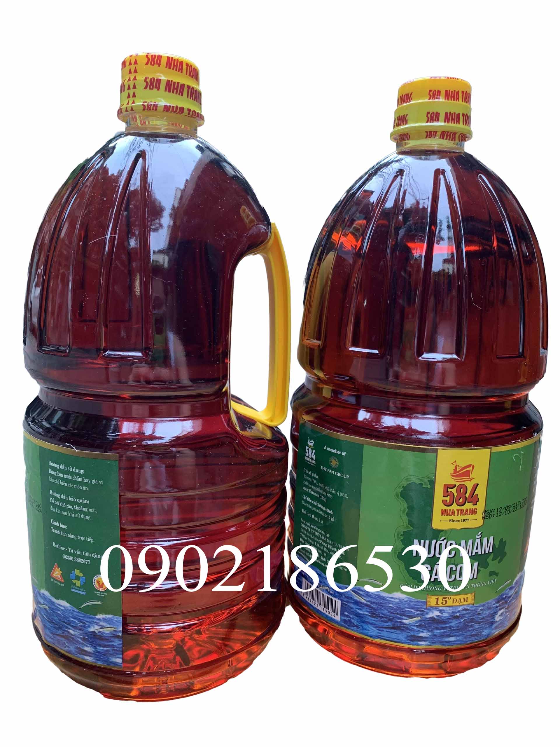 Nước mắm 584 Nha Trang 15 độ đạm can 2 lít (mắm ngon giá rẻ, bao bì mới)