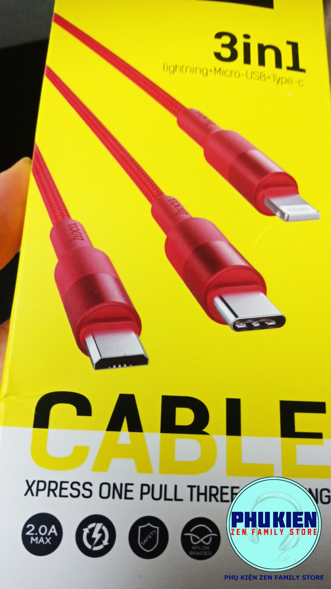 Cáp Sạc Đa Năng 3 Đầu Hoco X26 Dòng 2A Ligting Micro Type C Iphone Android