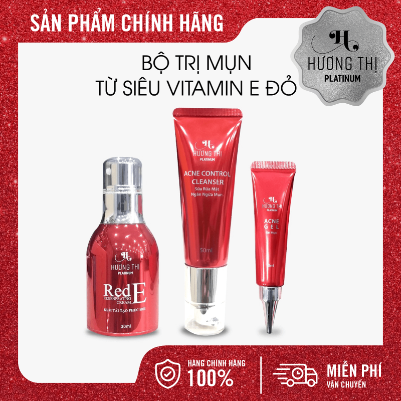 Bộ Làm Sạch Mụn Từ Siêu Vitamin E Đỏ Red E Solution Hương Thị 95ml giá rẻ