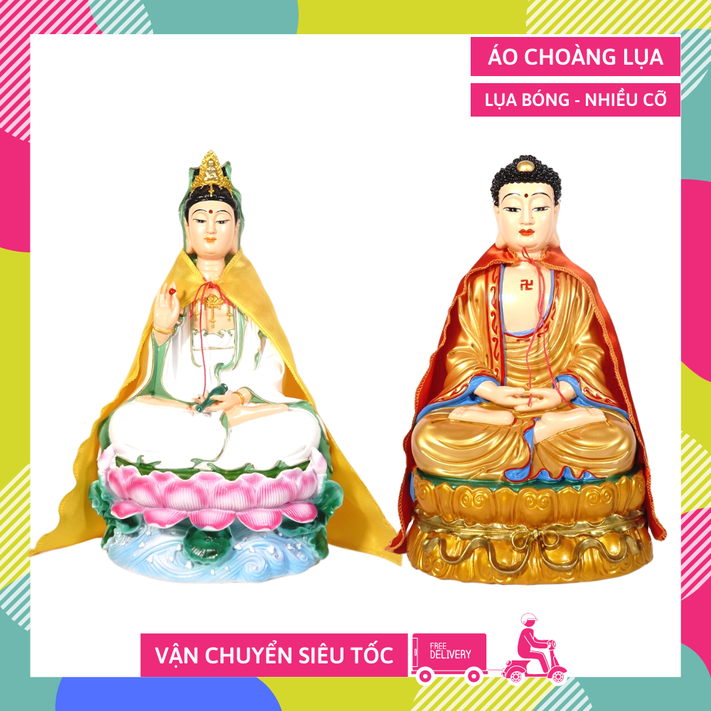 Áo choàng Quan Âm, áo Bà vải gấm kết cườm sen trúc tỉ mỉ đủ màu - Nhiều cỡ