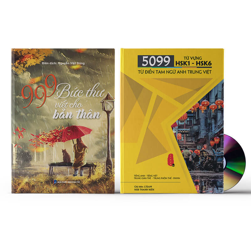 Combo 2 sách: 5099 từ vựng HSK1 – HSK6 ( tam ngữ Anh – Trung – Việt ) ( Có Audio nghe ) + 999 Bức Thư Viết Cho Bản Thân + DVD quà tặng