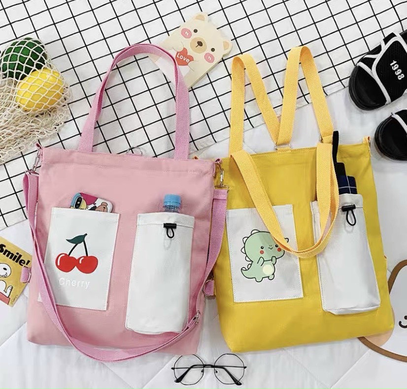 Túi tote đeo 2 kiểu thời trang đi học phối túi đựng tiện lợi