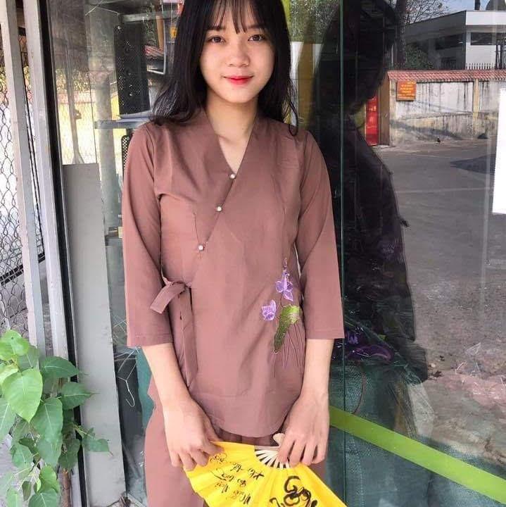 [HCM]Đồ lam đi chùa bà lai nhật thêu sen