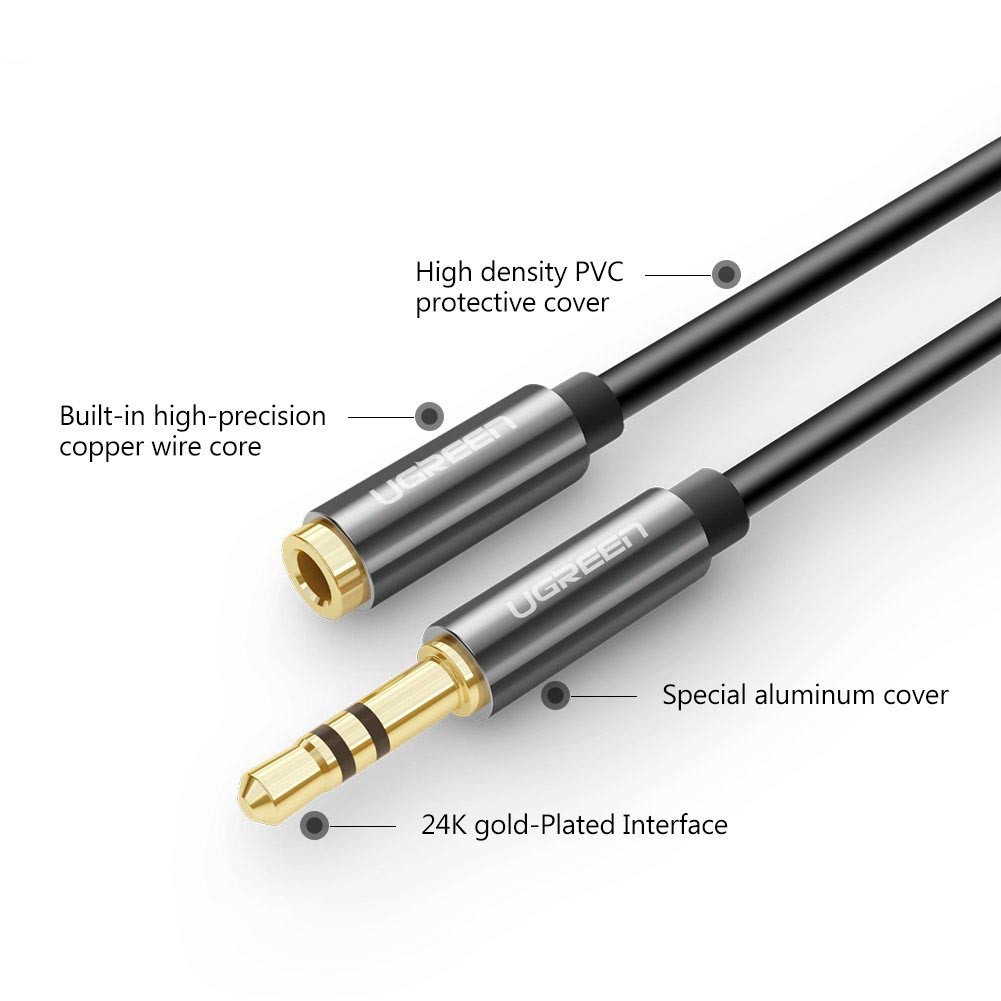 Cáp Audio 3.5mm nối dài 5m chính hãng Ugreen 10538
