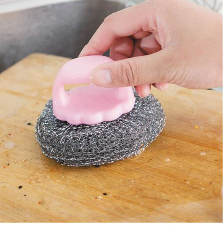 :Cọ Xoong Nồi Búi Sắt Không Rỉ Siêu Bền Có Tay Cầm ,Bàn Chải Chà Nồi Chảo, Rửa Chén Có Tay Cầm ,Cọ Rửa Chén Bát Đa Năng Có Tay Cầm