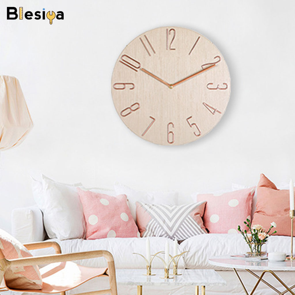 Blesiya 12'' Wall Clock Quartz Round Wall Clock Silent Wall Clock Battery Operated