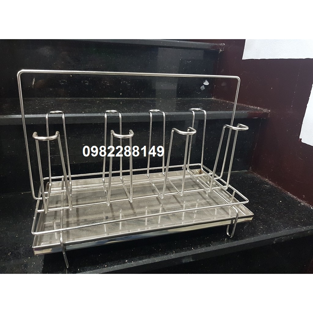 KỆ / GIÁ ÚP LY INOX CAO CẤP (8 LY) - (Ảnh shop tự chụp)