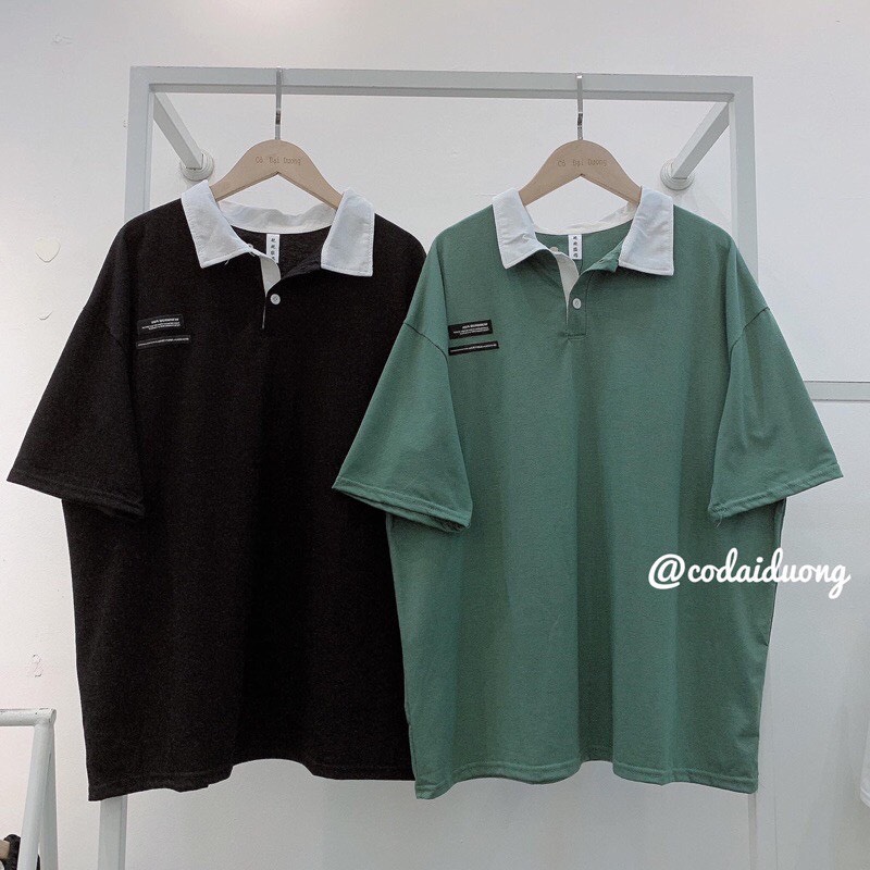 Aó POLO Trơn Cổ Cách Điệu From Rộng