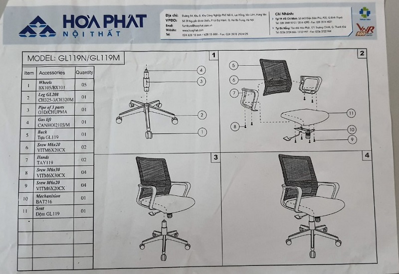 Ghế xoay lưới GL119 Hòa Phát