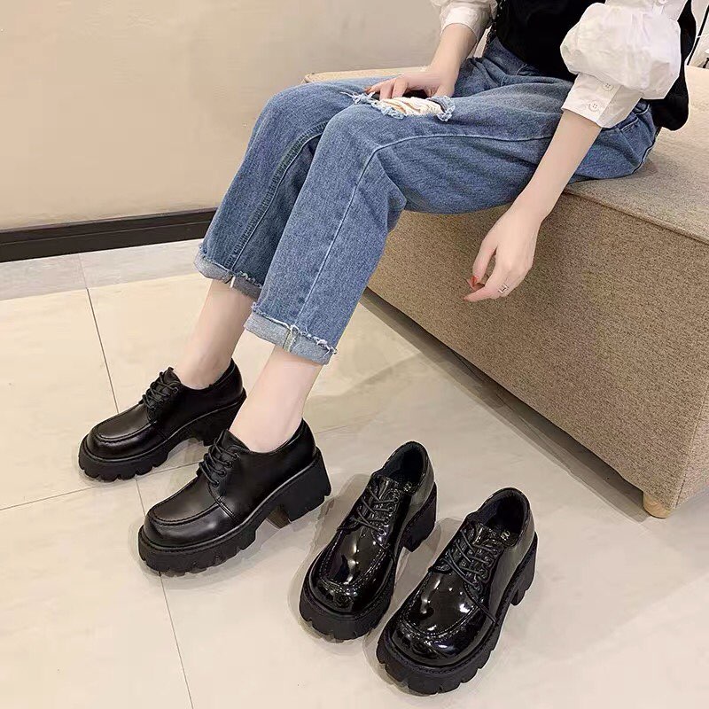 Giày Oxford đế độn da Bóng & lỳ