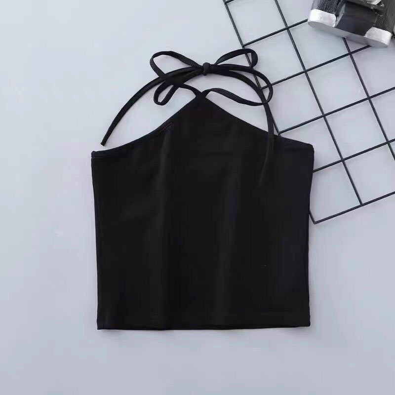 Áo cổ yếm hở lưng cột dây dáng ôm