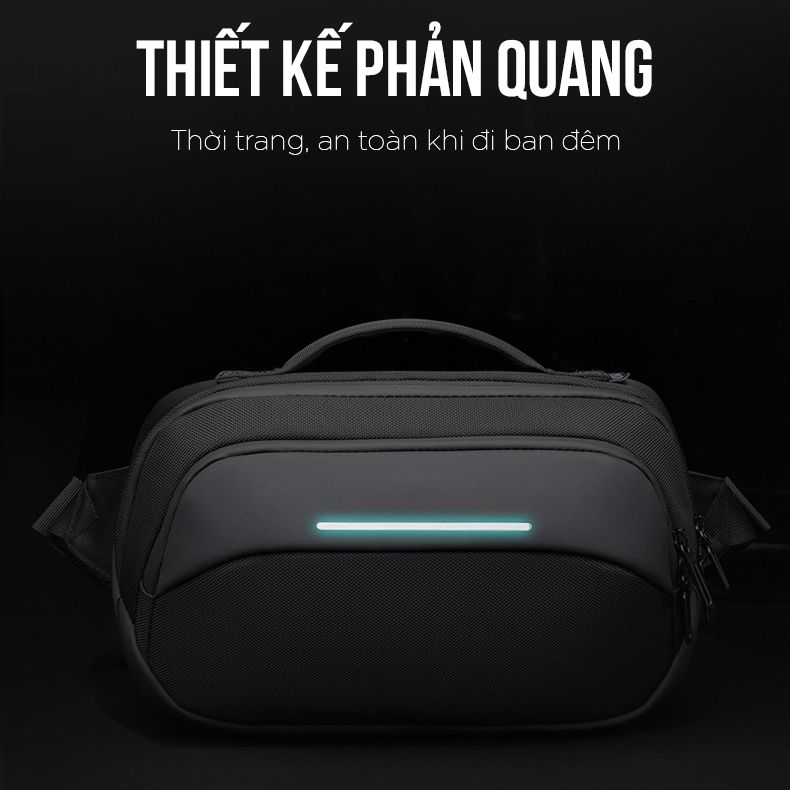 Túi đeo chéo/ đeo hông du lịch phản quang - OZUKO 9551