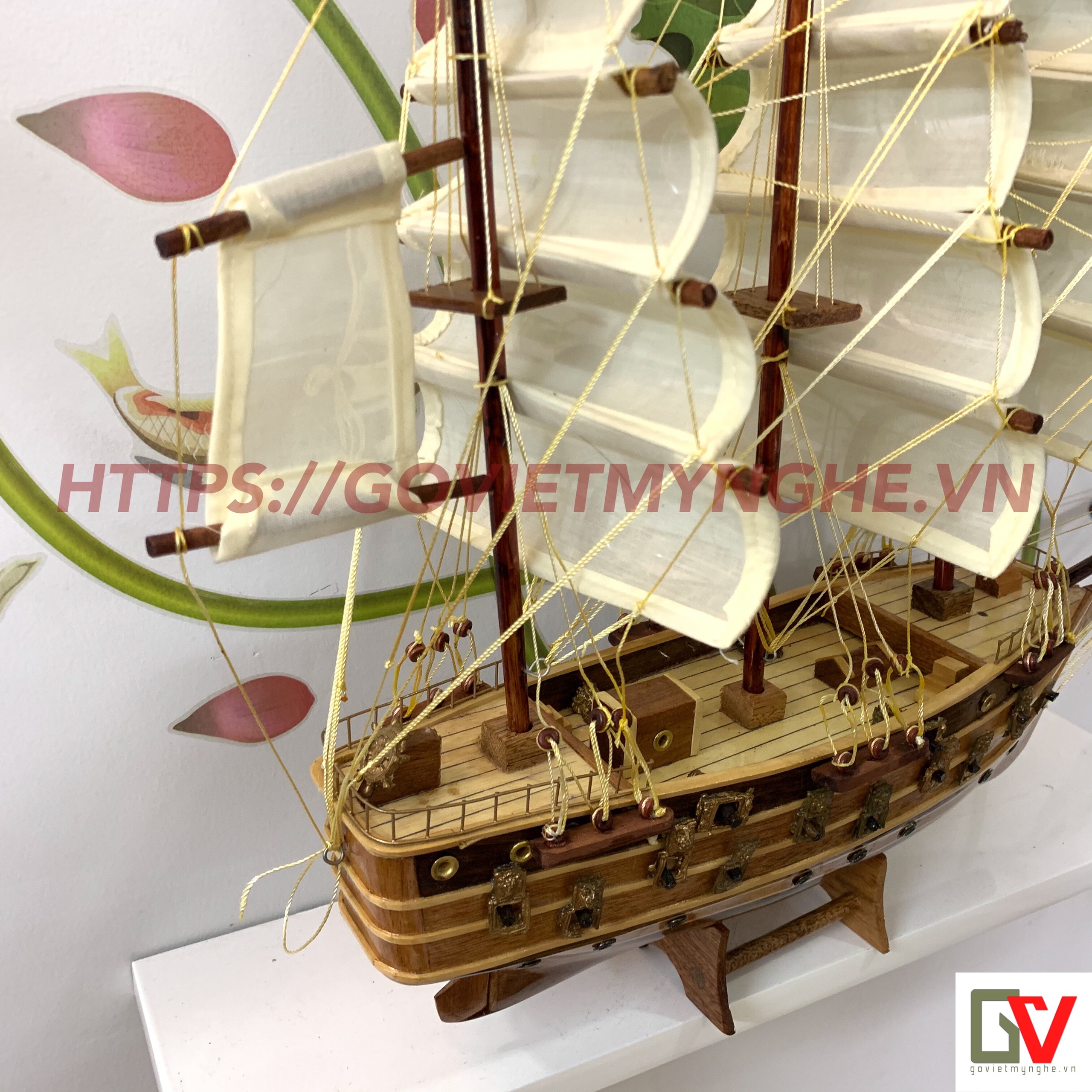 Mô Hình Thuyền Chiến Cỗ Napoleon 40cm (Gỗ Tự Nhiên)