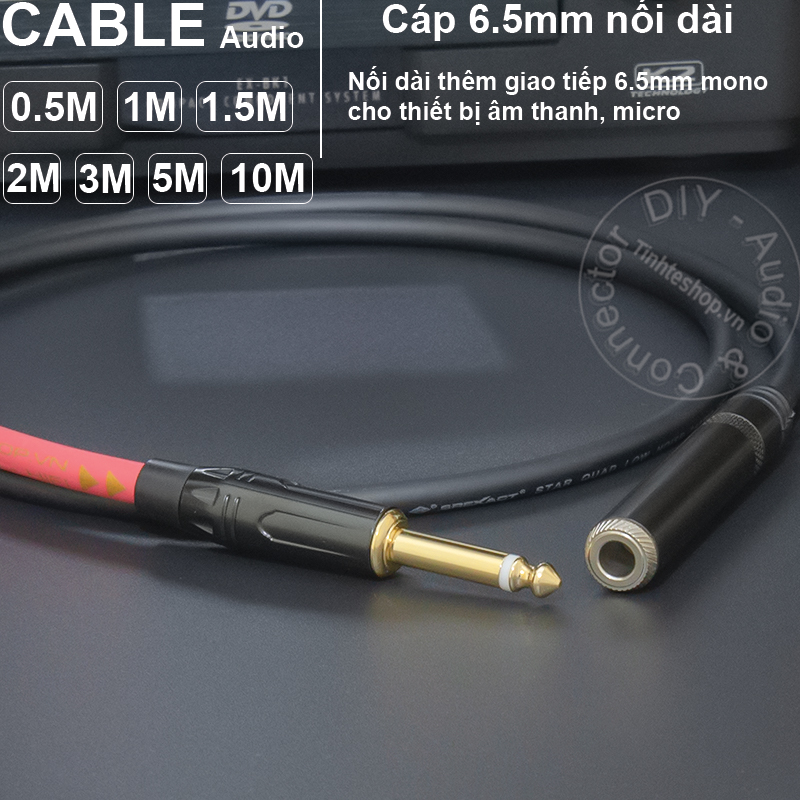 Dây 6 ly nối dài cho Micro Mixer DIY 0.5 đến 10 mét - Cáp 6.5mm đực sang cái