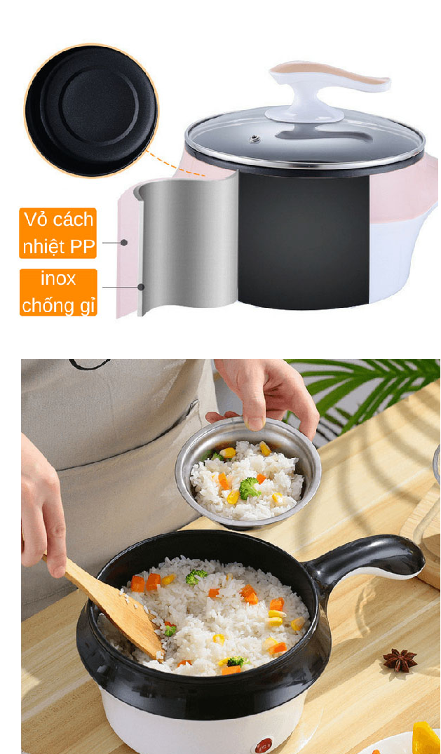 Nồi siêu tốc mini kèm xửng hấp có tay cầm