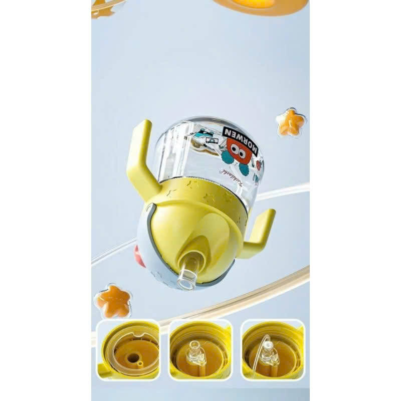 Bình tập uống nước ống hút cho bé Kichilachi Gấu 240ml