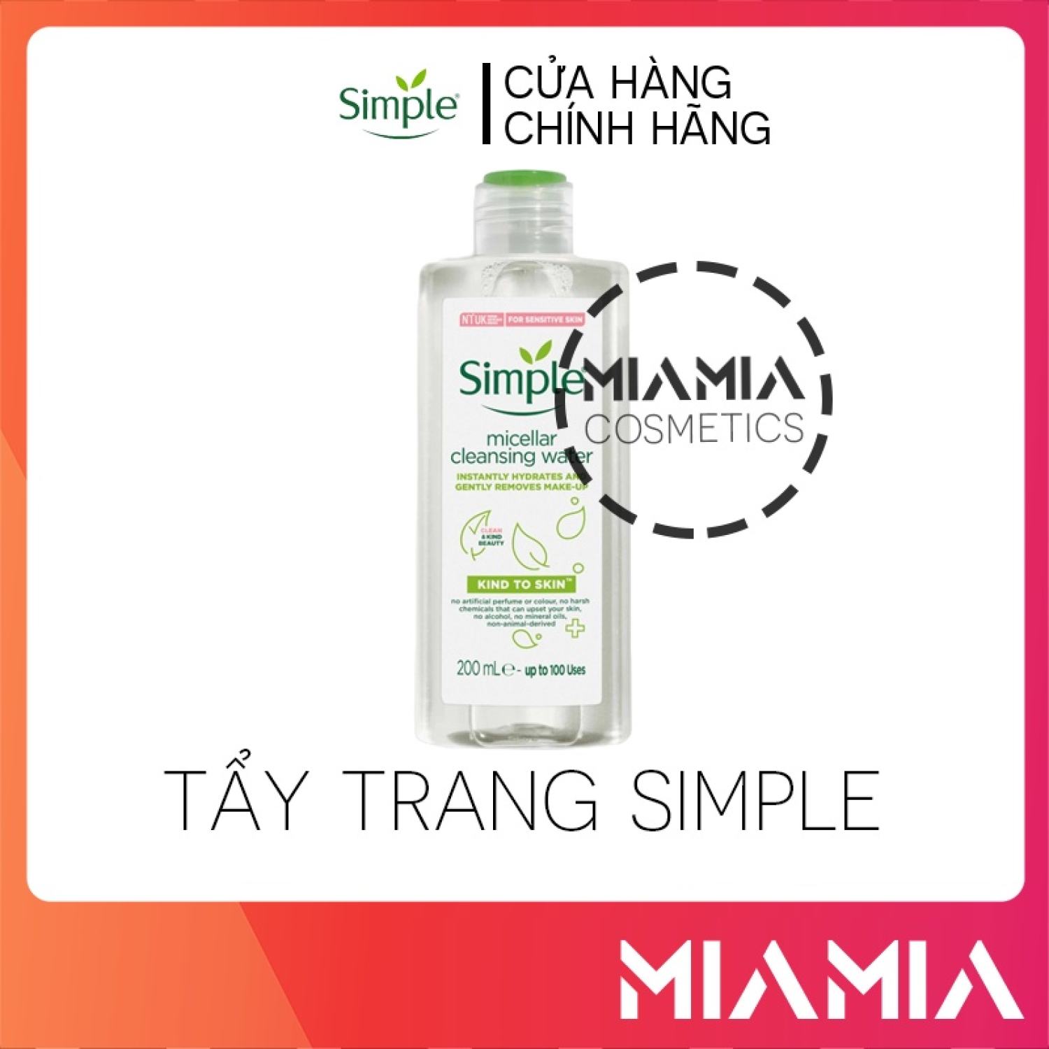 Nước tẩy trang simple kind to skin 200ml chính hãng