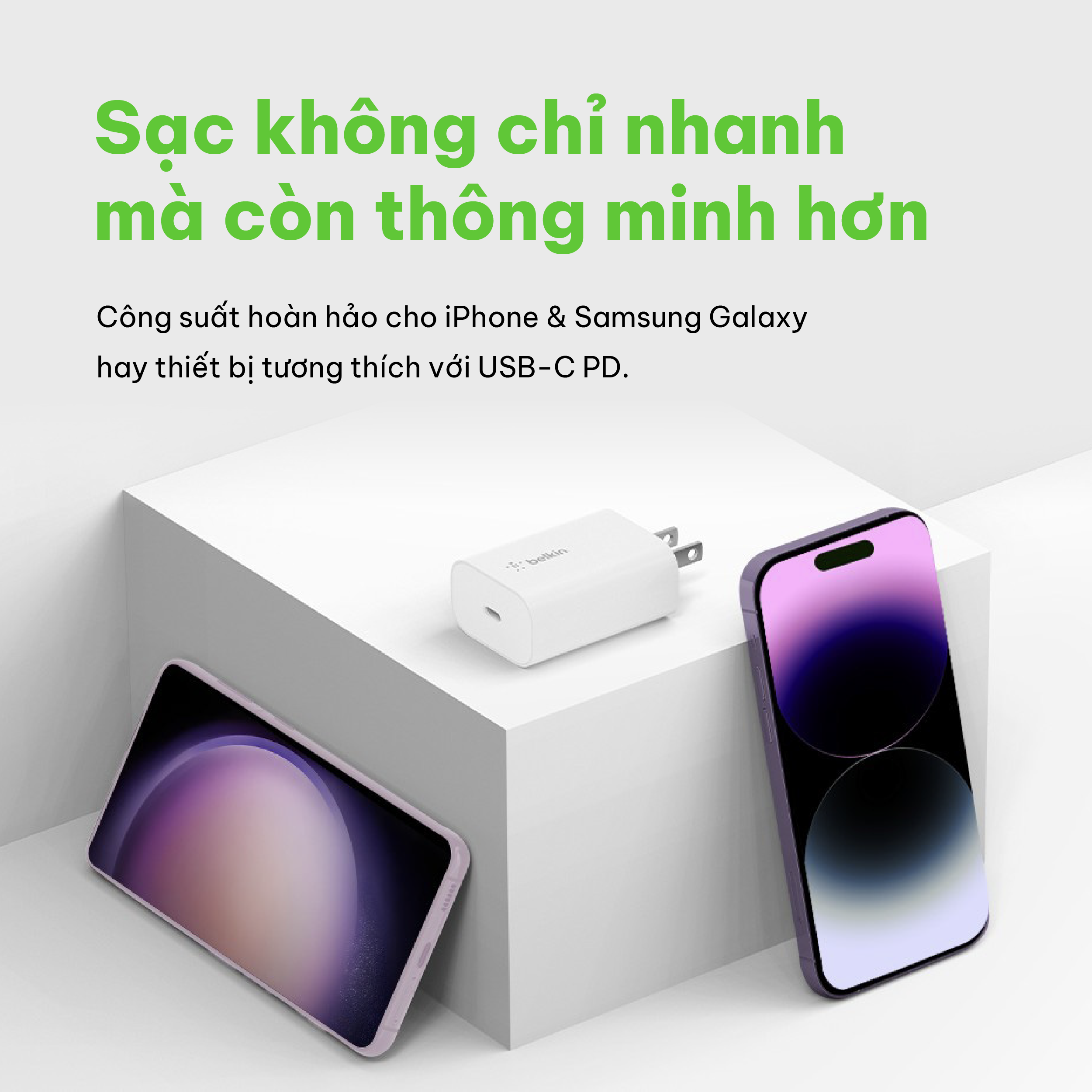 Adapter sạc nhanh BOOST↑CHARGE™ 25W USB-C PD (PPS) Belkin WCA004 (tương thích iPhone 15)