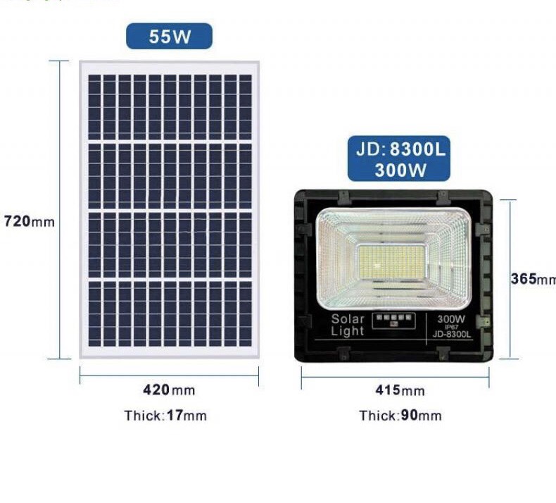Đèn pha năng lượng mặt trời JD8300L (300W)