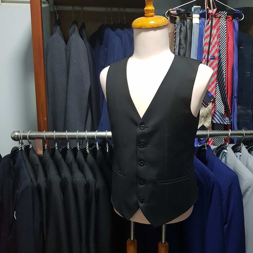Áo Gile đen form ôm trẻ trung cá tính chất vải poly mềm mỏng