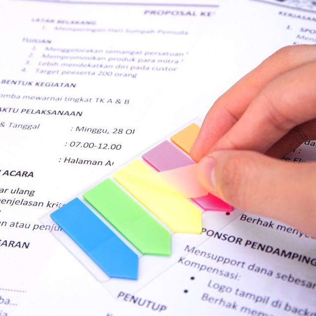 Giấy Note Phân Trang Nhựa Màu Dạ Quang