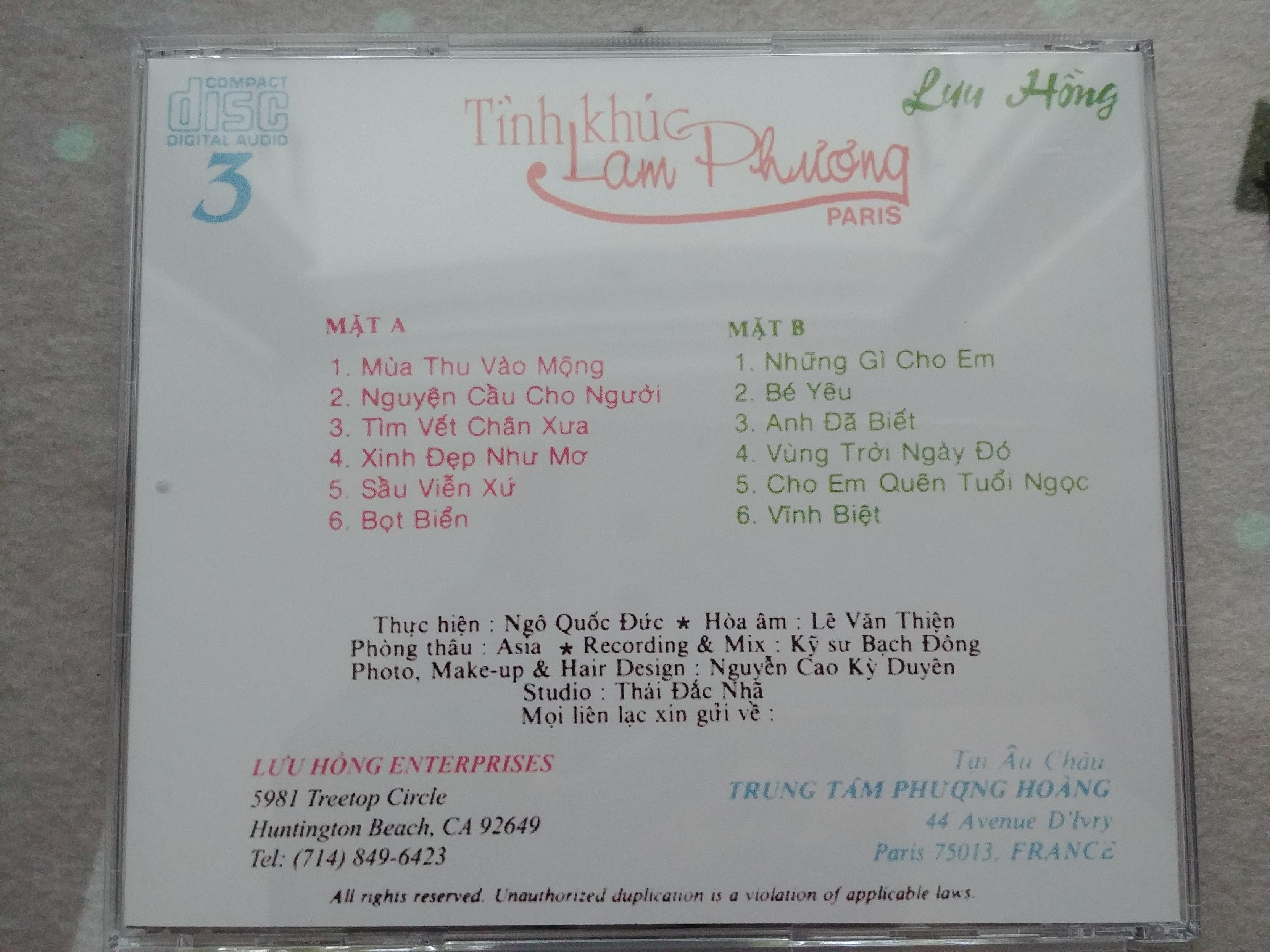 CD Lưu Hồng - Tình Khúc Lam Phương