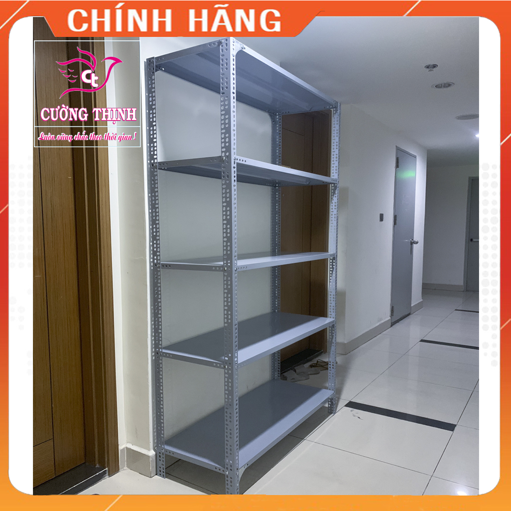 Kệ sắt đa năng 5 tầng c180 x d100 x r40cm, màu xám, trắng và đen