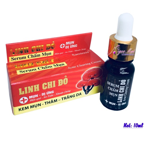 Serum chấm mụn LINH CHI ĐỎ xoá thâm trắng da chống dị ứng siêu tốc 10ml