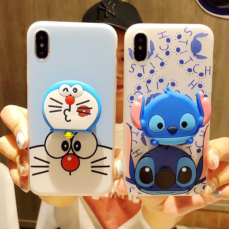 Ốp Lưng Iphone Doremon Dễ Thương - Cho Iphone 6 6s 6Plus 6sPlus 7Plus 8Plus X - (Tặng kèm giá đỡ)
