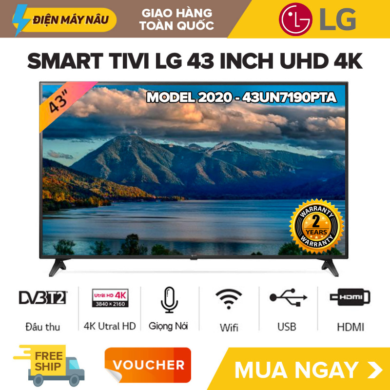Bảng giá [TRẢ GÓP 0%] Smart Voice Tivi LG 43 inch UHD 4K - Model 43UN7190PTA Tìm kiếm giọng nói, Chiếu màn hình điện thoại, WebOS Smart TV, AI ThinQ, Ultra Surround, Bluetooth 5.0, Tivi Giá Rẻ - Bảo Hành 2 Năm