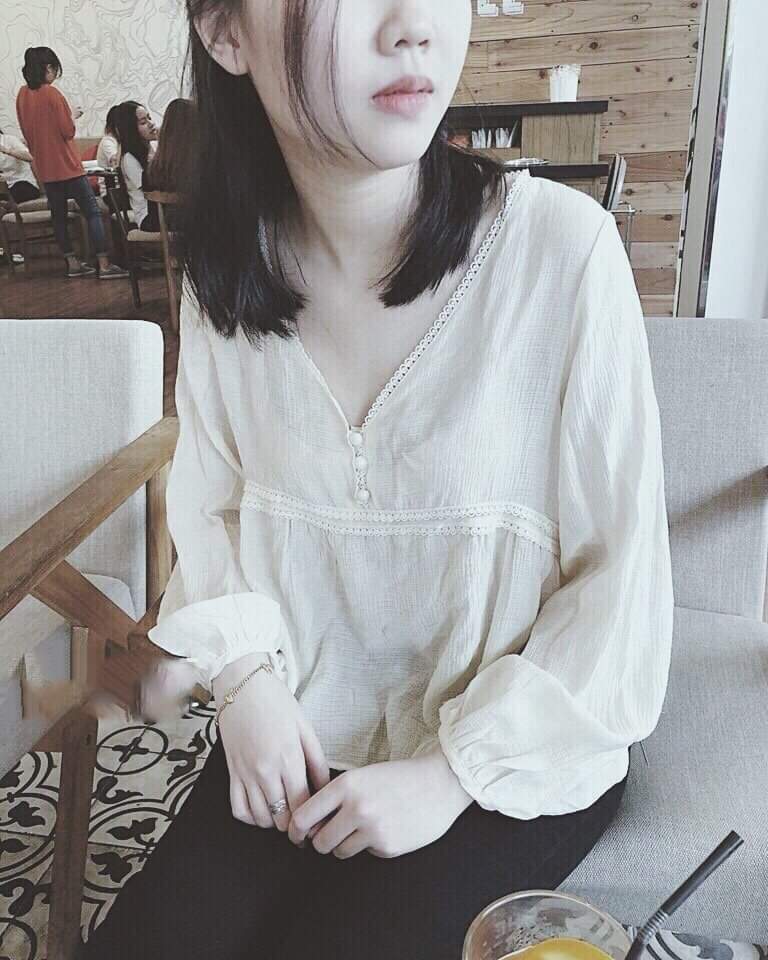 Áo tay dài Babydoll cổ tim