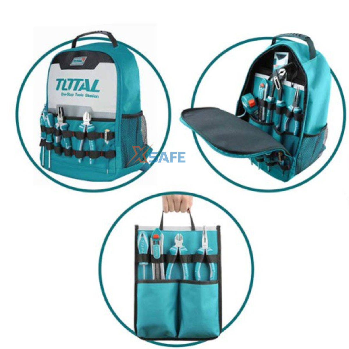 Balo tool total THBP0201. Tool bag material polyester Oxford 600D should backpack not only has good water resistance which also can resist stains naturally, keep the product always nice durable-distribution genuine xsafe