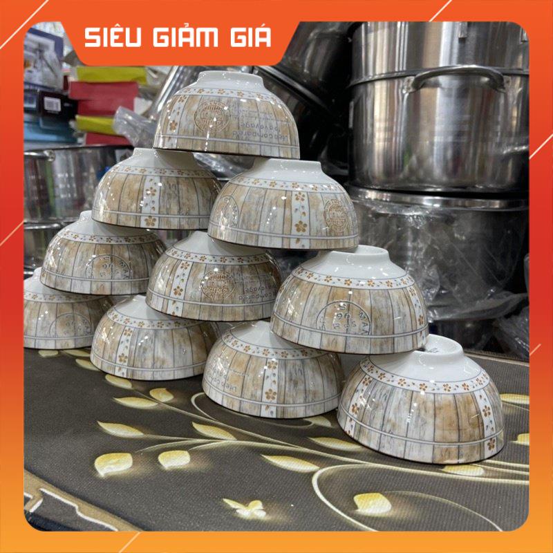Combo 10 chén sứ / bát ăn cơm cao cấp dùng trong bữa ăn gia đình.