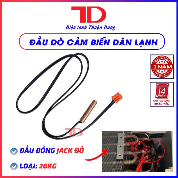 Đầu dò cảm biến điều hoà nhiệt độ, Sensor nhiệt đầu đồng và inox 20K - Điện Lạnh Thuận Dung