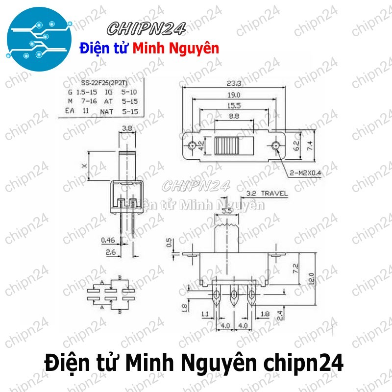 [5 cái] (F99.6) Công tắc gạt 6 chân Đen - HH001976
