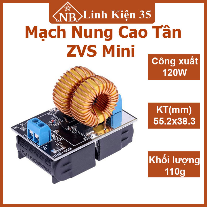 Mạch nung cao tần zvs mini 120w 5v-12vdc nung thép nhanh, đơn giản