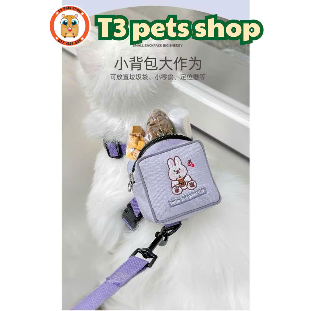 Dây dắt kèm túi balo cho chó mèo - T3 PETS SHOP