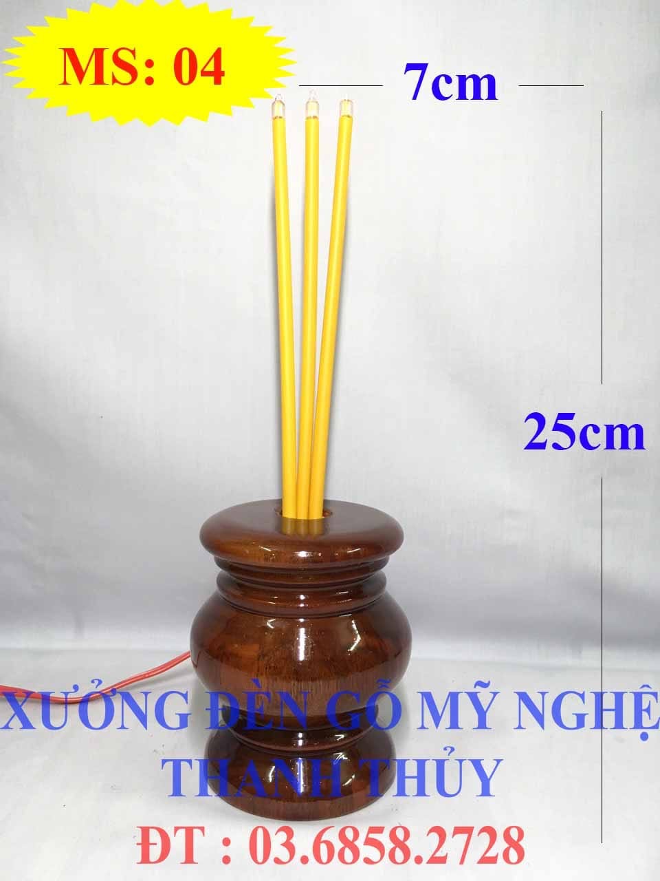 Lư nhang bàn thờ điện hàng chất lượng - Mẫu nhỏ - gỗ tràm MS 04