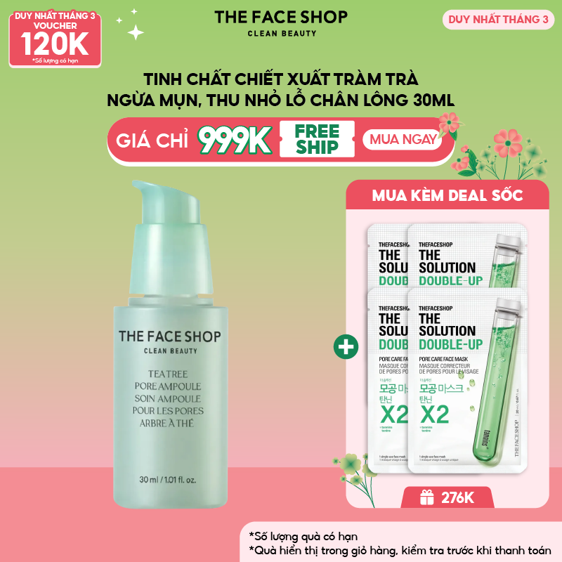 Tinh Chất Làm Dịu Da THE FACE SHOP Tea Tree Pore Ampoule 30ml