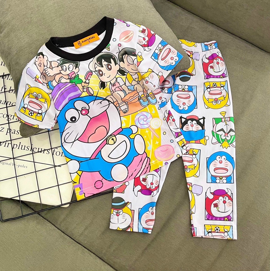 (10-20kg) Bộ thun lạnh loại 1 tay ngắn quần dài bé gái, thun mịn mát ...