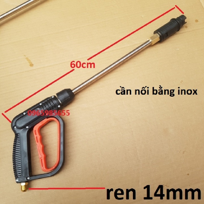 Súng xịt - vòi xịt rửa xe áp lực cao mini cho máy xịt rửa áp lực cao Ren ngoài 14mm (đen) + ống nối dài inox | vòi xịt rửa xe áp lực cao dùng cho máy rửa xe gia đình có chỉnh tia áp lực bằng cách vặn đầu béc