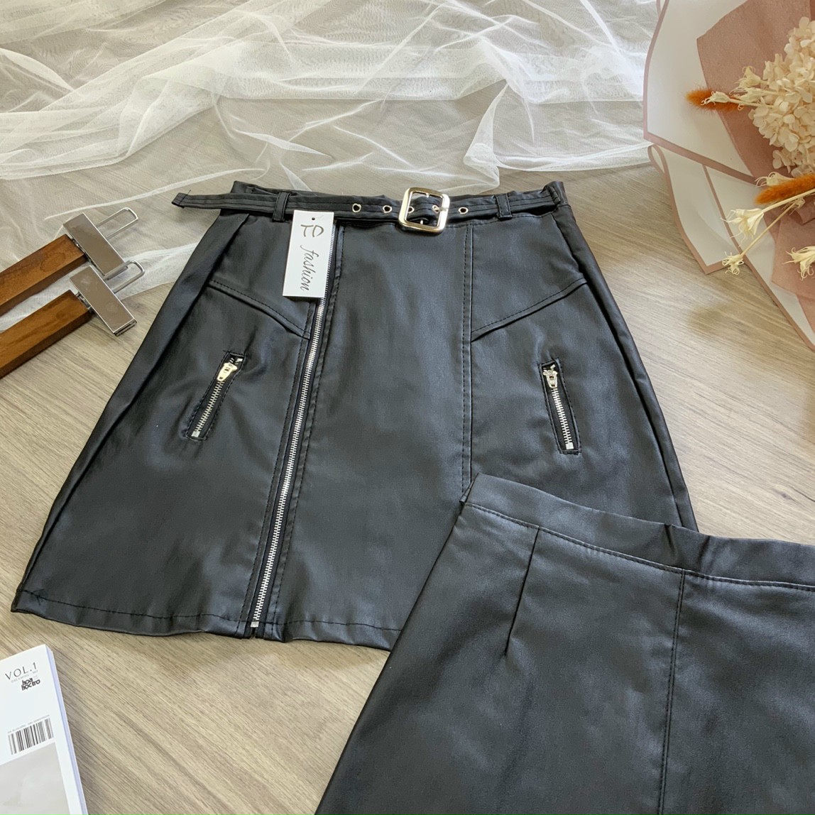 Chân Váy Da,Chân Váy Da 3 Dây Kéo,LY STORE