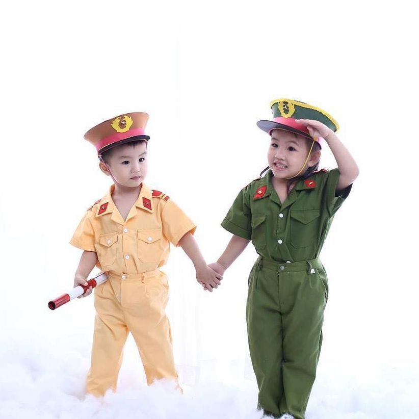 Bộ quần áo công an cho bé trai và bé gái