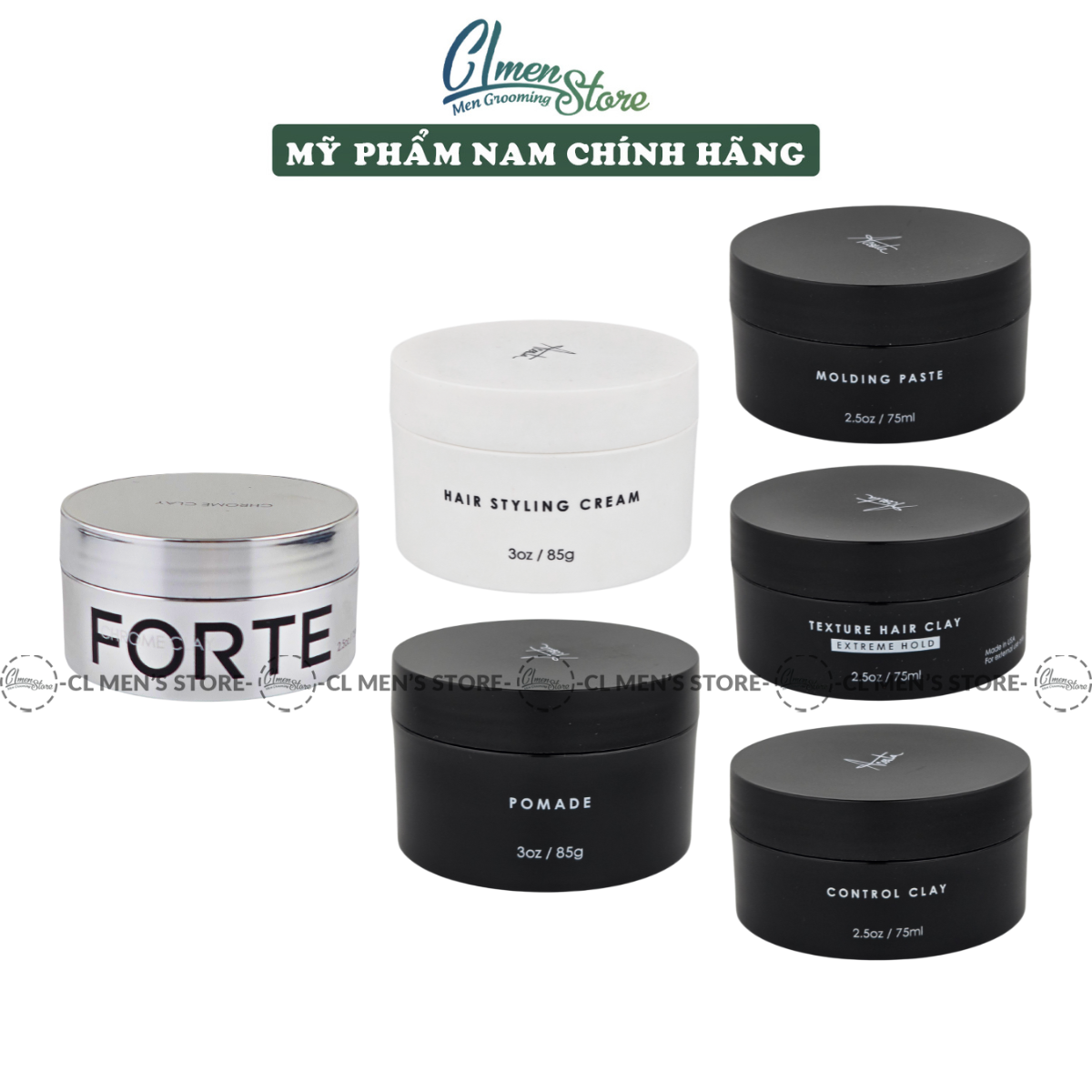 [Full Line] Sáp vuốt tóc Forte Series (Chrome Clay - Control Clay - Molding Paste - Styling Cream - Texture Clay - Pomade)