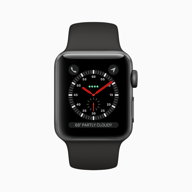 Đồng hồ Apple Watch Series 3 38mm (G.P.S + Cellular) Space Gray Alluminum, Black Sports Band - Hàng chính hãng